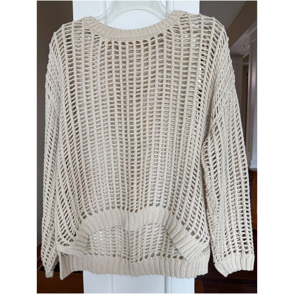 Urban Daizy Large Light Cream Open-Knit Cotton Summer Women's Sweater